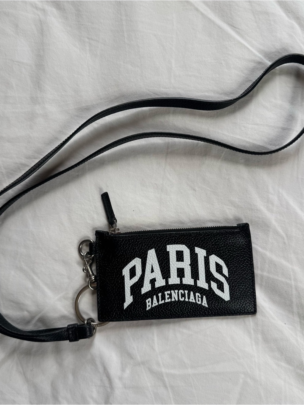 Balenciaga Black Paris Logo Crossbody Card Holder